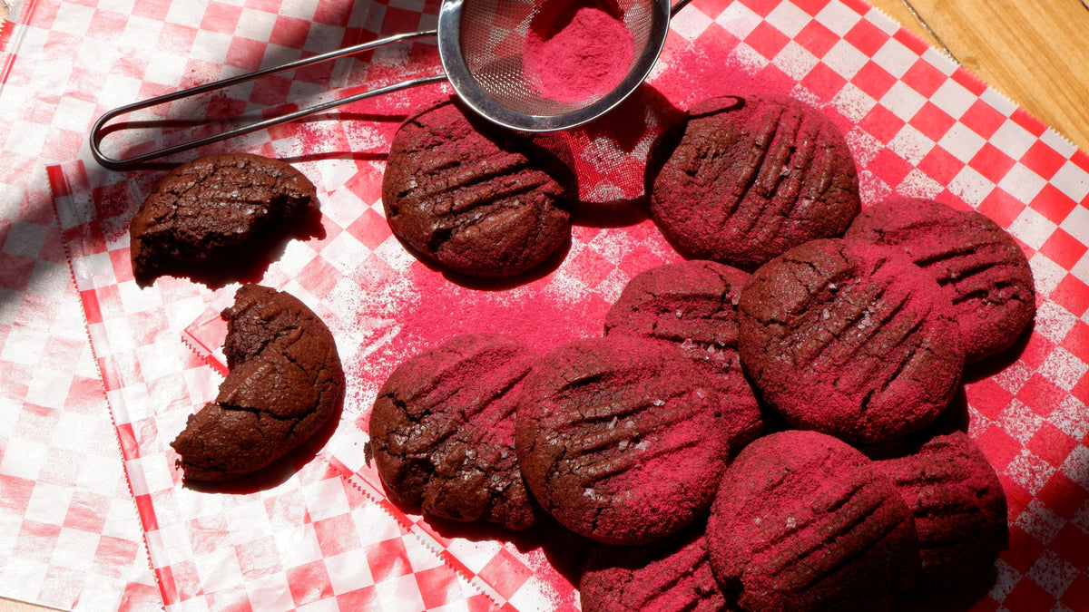 Fudgey Dark Chocolate and Raspberry Cookies by Jordan Rondel