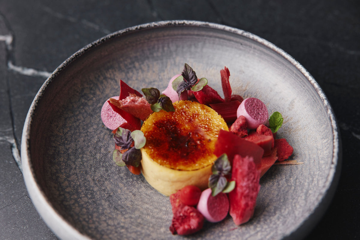Brulee with Rhubarb