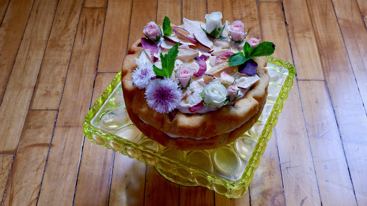 Nectarine cake with Greek yogurt topping by Jordan Rondel