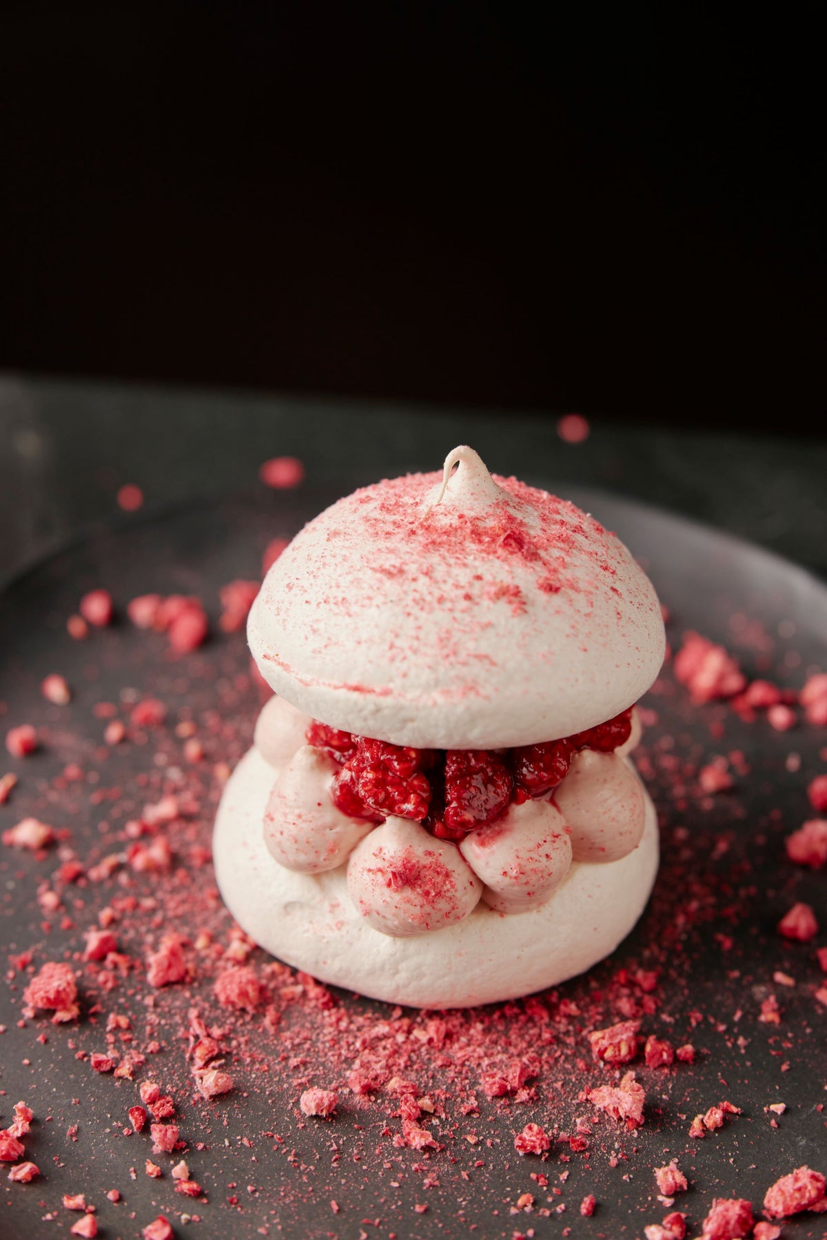 Pavlova with Raspberry Compote, White Chocolate & Raspberry Cream